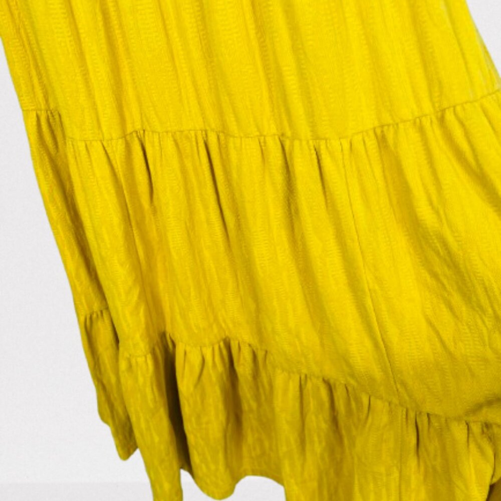 Anthropologie Maeve NEW Gillian Knit Tiered Maxi Dres Size M Mustard Yellow - Picture 10 of 14